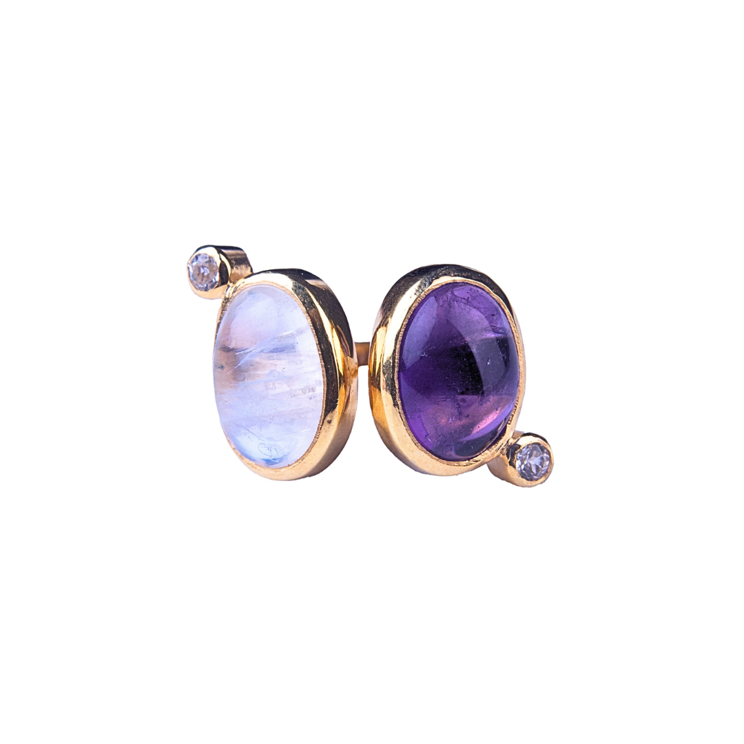 Moonstone, Amethyst And White Topaz | Ring