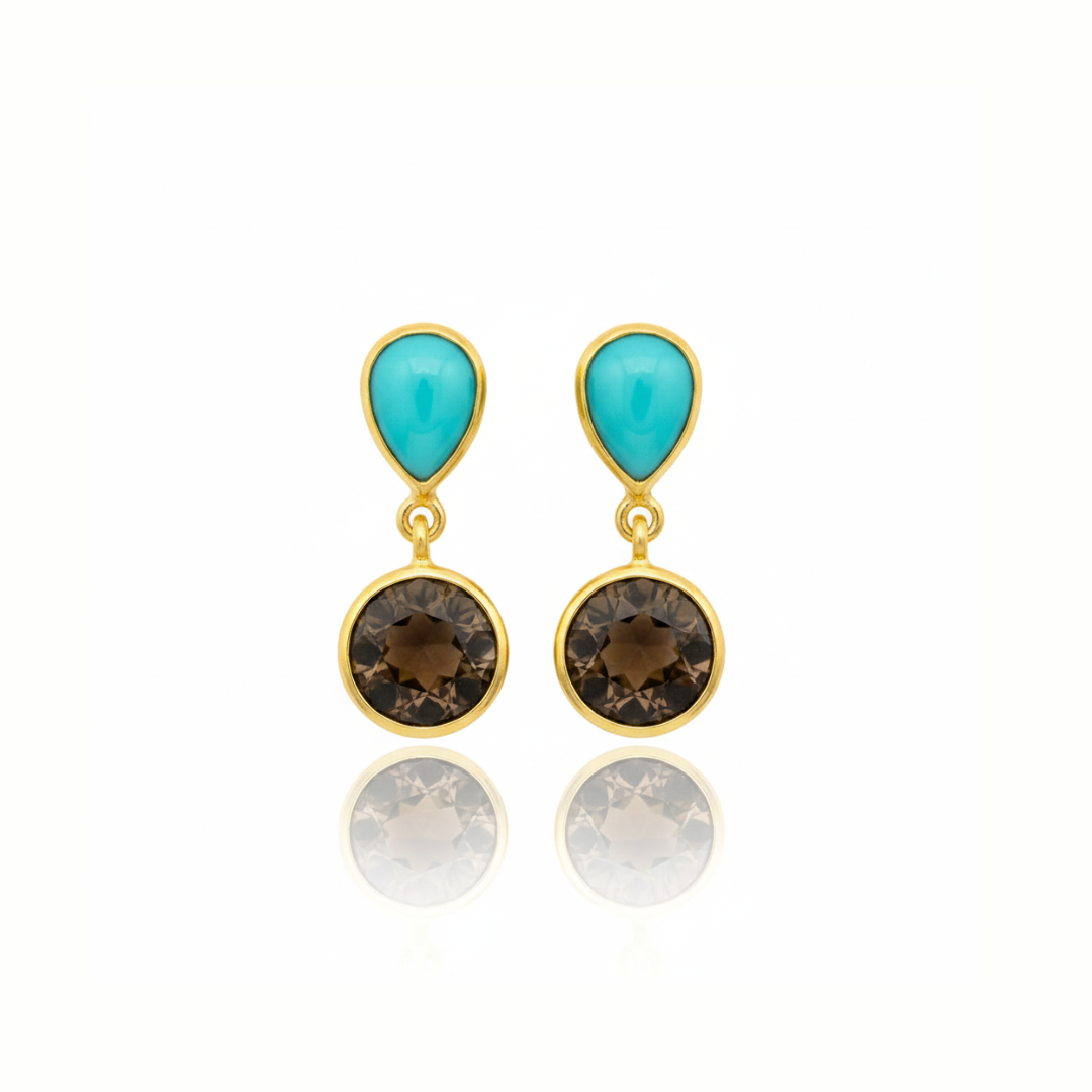 Lisa | Turquoise And Smokey Quartz | Earring