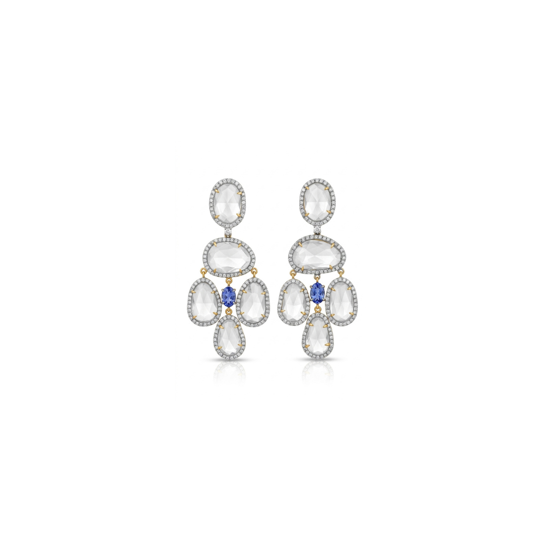 One off | Aquamarine, Tanzanite & Diamond | Earrings