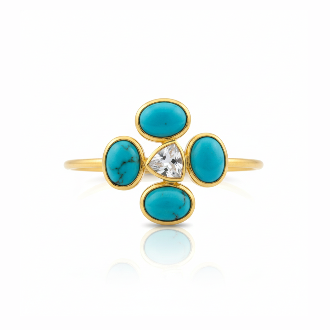 One Off | Turquoise And White Topaz | Cuff bangle