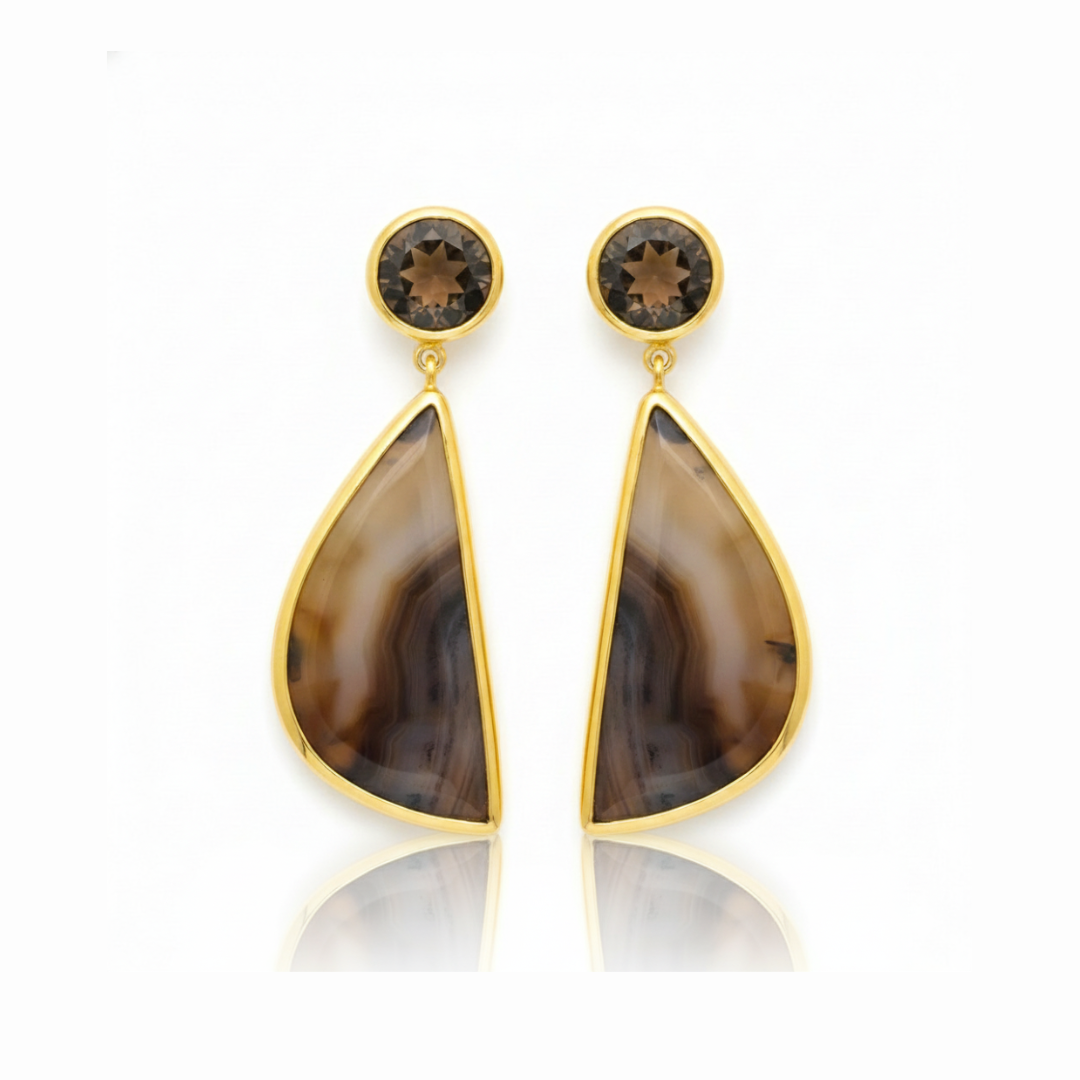 One Off | Smokey Quartz And Montana Agate | Earring