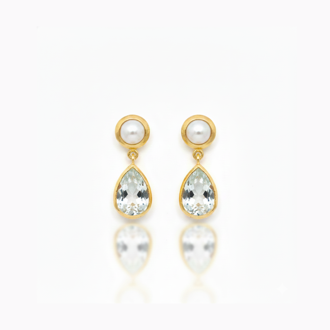 Tara | Cultured Pearl | White Topaz | Earring