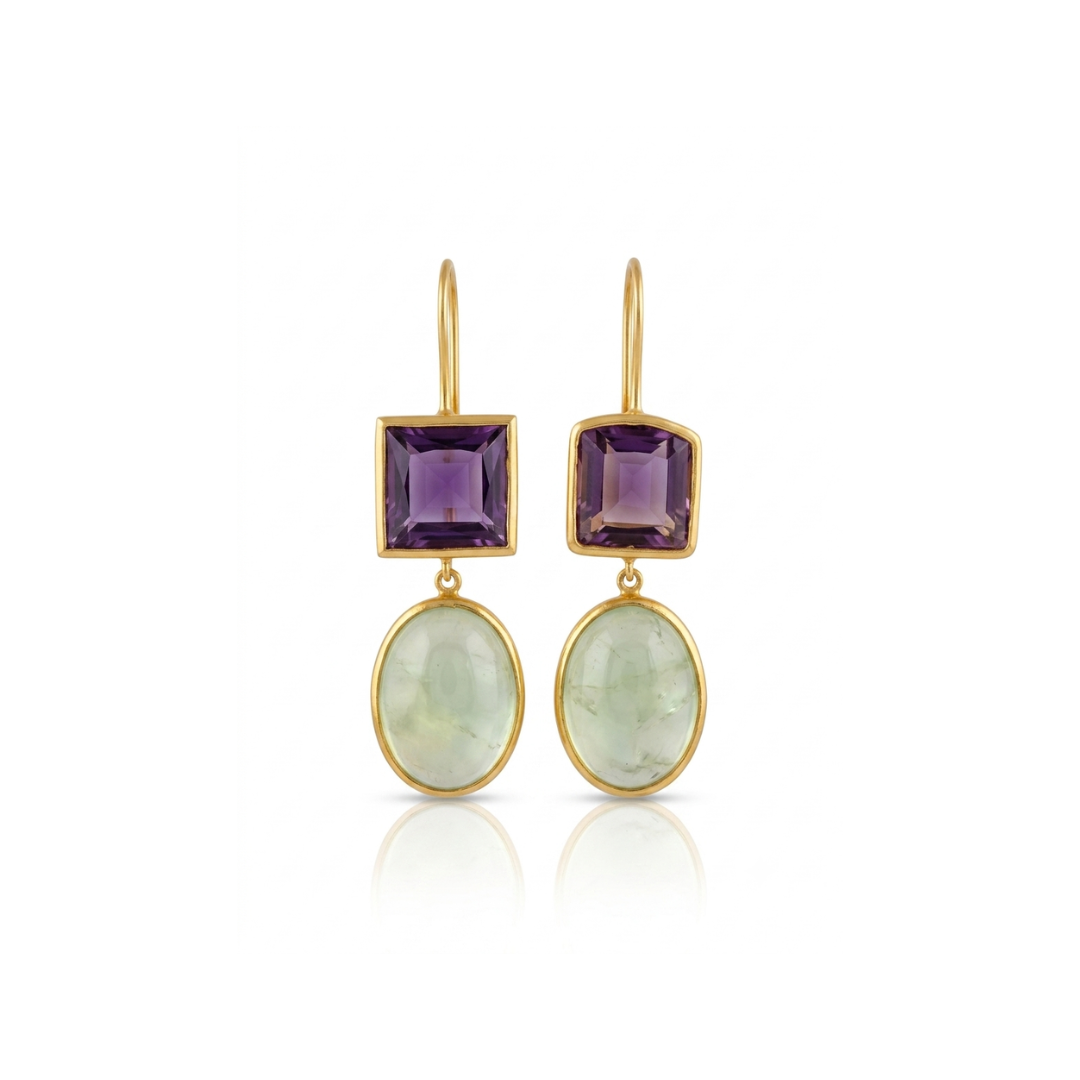 Ametrine and Prehnite Earrings