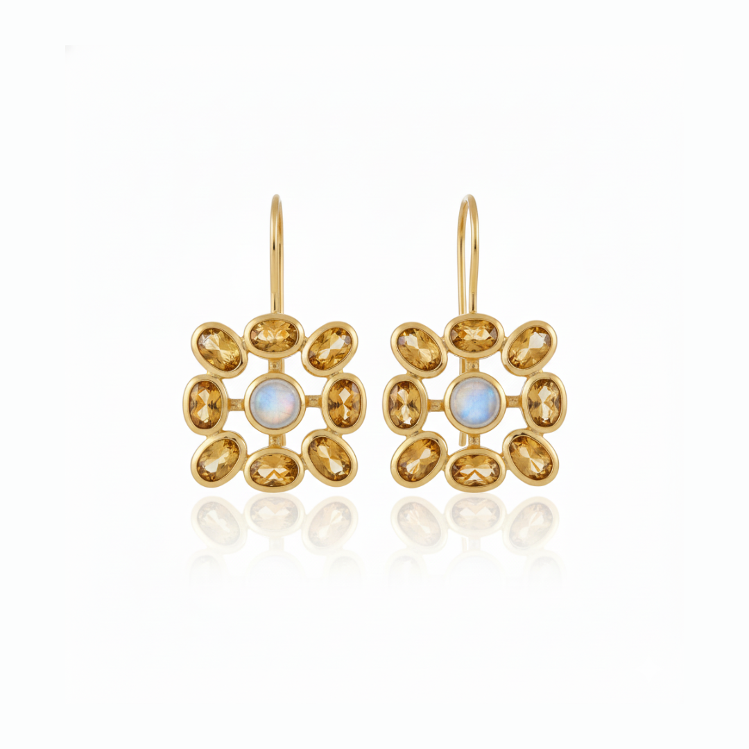 Meera | Moonstone And Citrine | Earrings