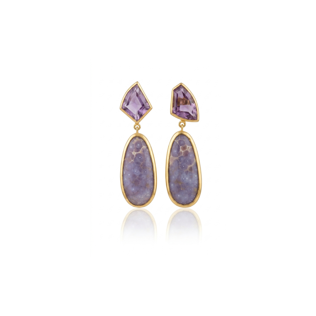 One Off | Amethyst & Grape Chalcedony | Earrings