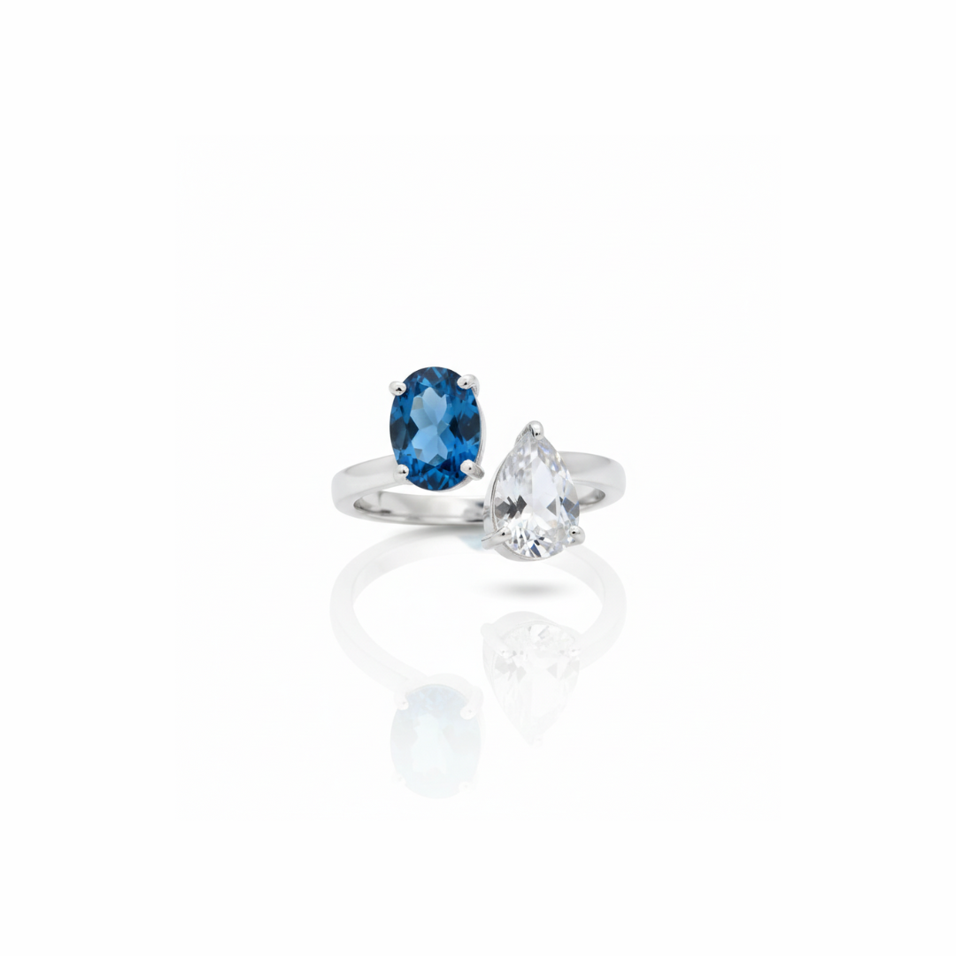 You And Me | London Blue Topaz And White Topaz | Ring