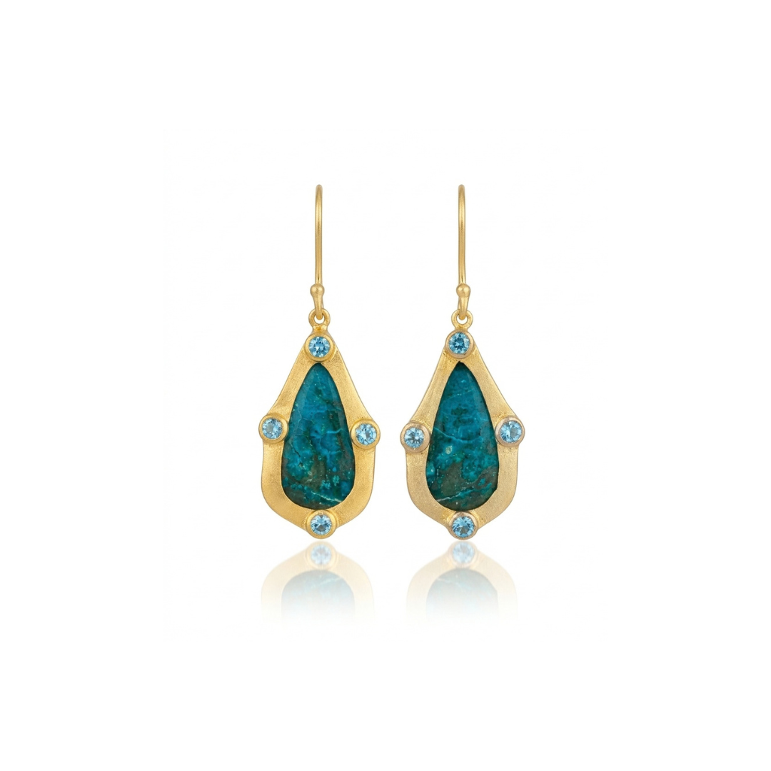 Limited | Shattuckite & Swiss Blue Topaz | Earrings