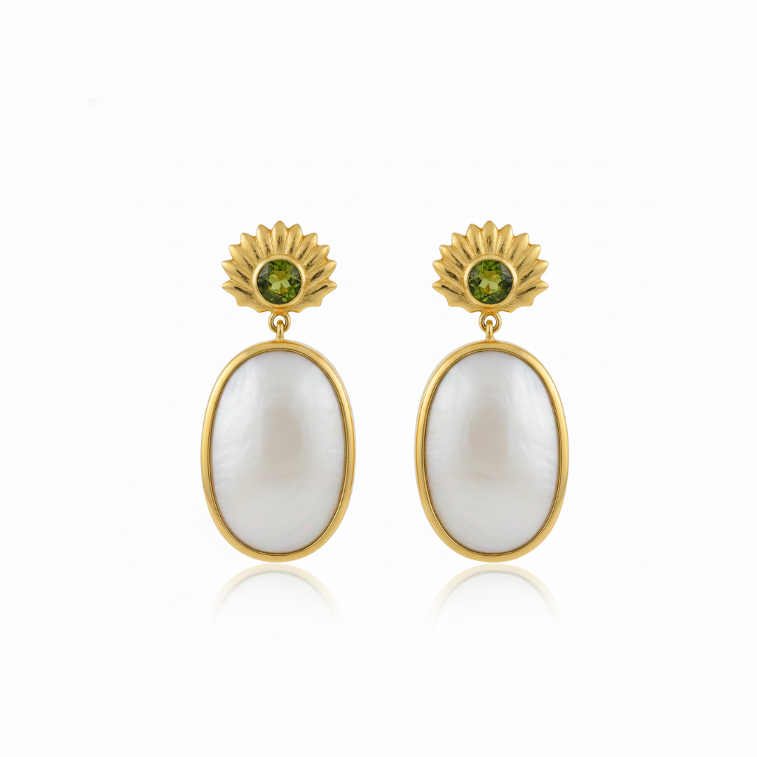 One Off | Peridot And Mother of Pearl | Earrings