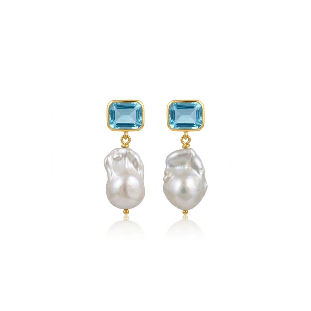One Off | Sky Blue Topaz & Pearl | Earrings