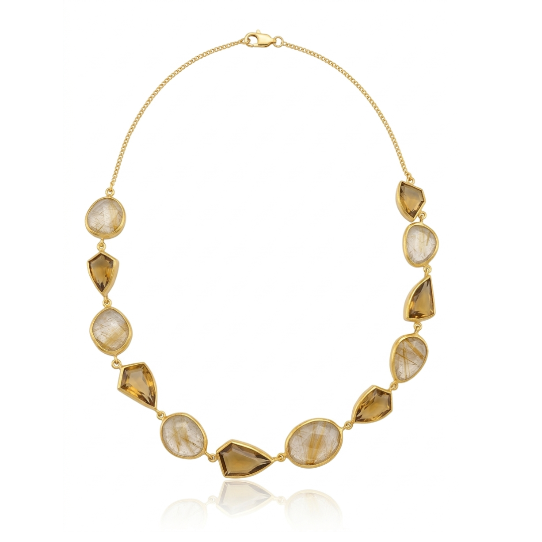 One Off | Golden Rutile Quartz & Beer Quartz | Necklace