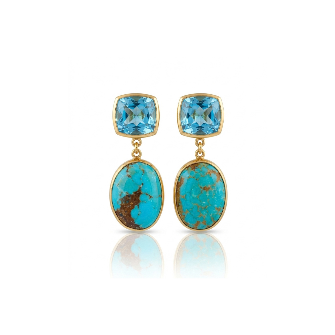 One Off | Sky Blue Topaz & Turquoise | Earrings