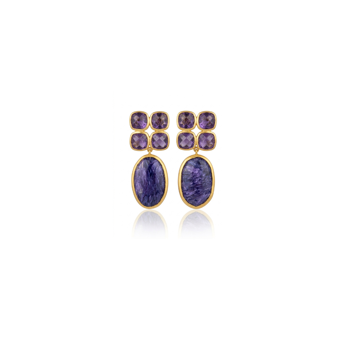 One Off | Amethyst & Charoite | Earrings