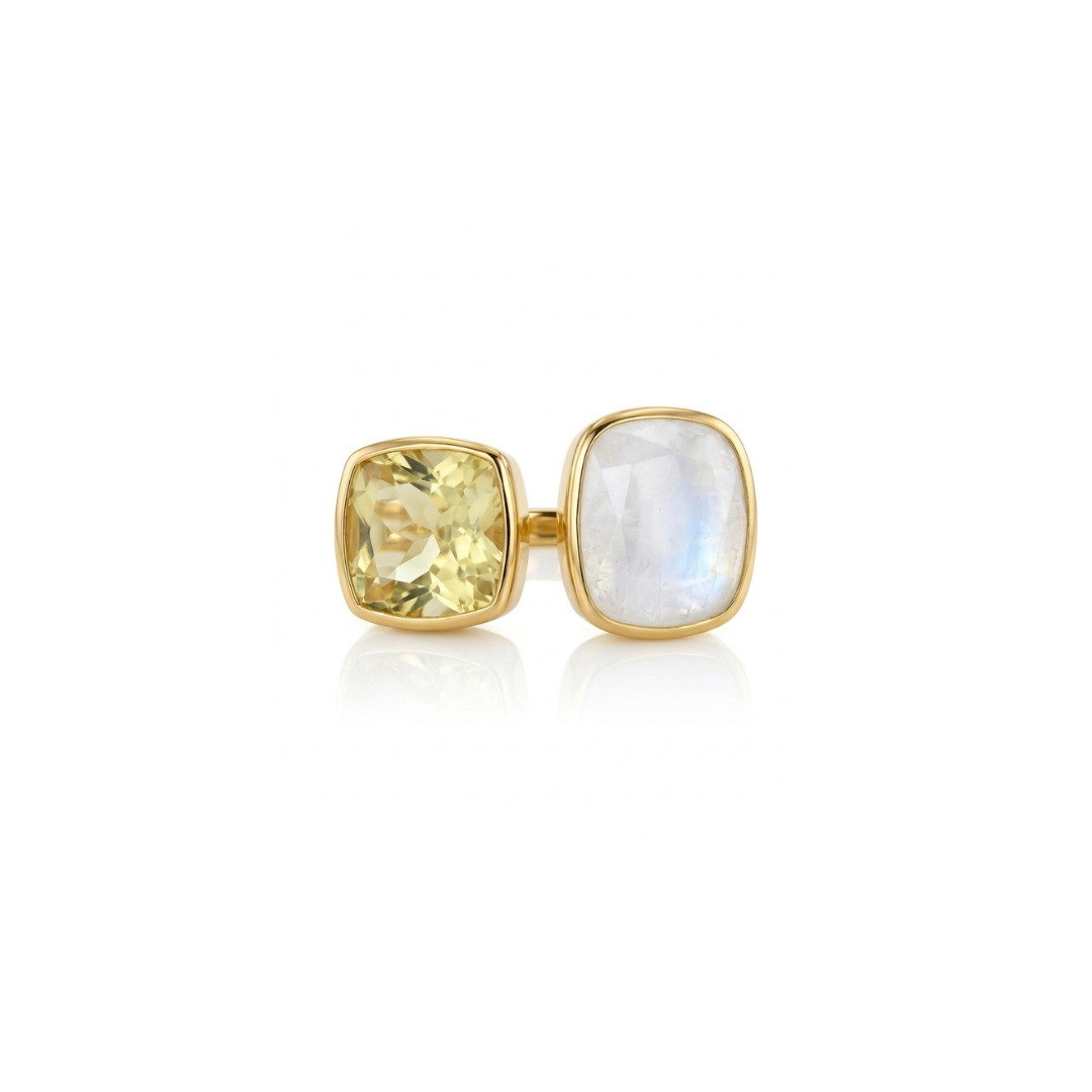 One Off | Rainbow Moonstone & Lemon Quartz | Ring