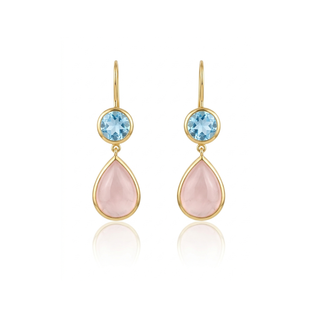 Amara | Sky Blue Topaz & Rose Quartz | Earrings