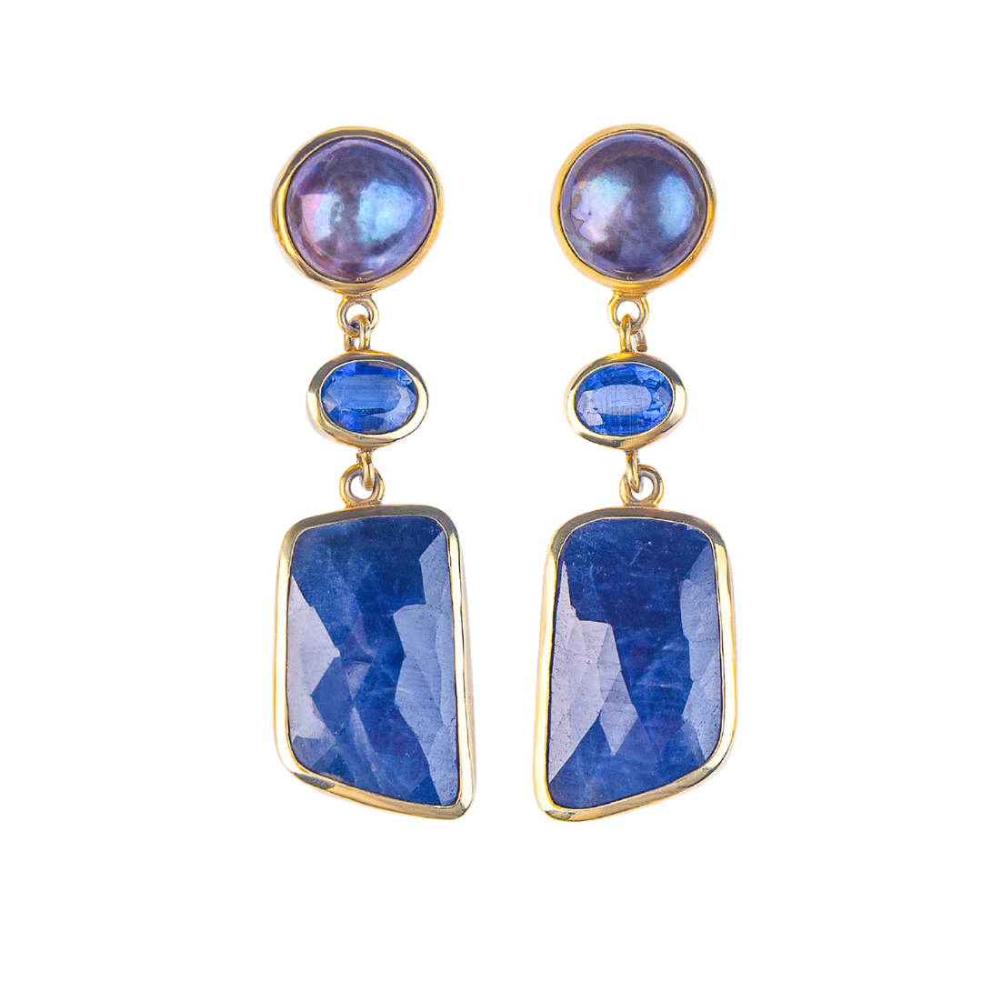 One Off | Pearl, Kyanite And Blue Sapphire | Earring
