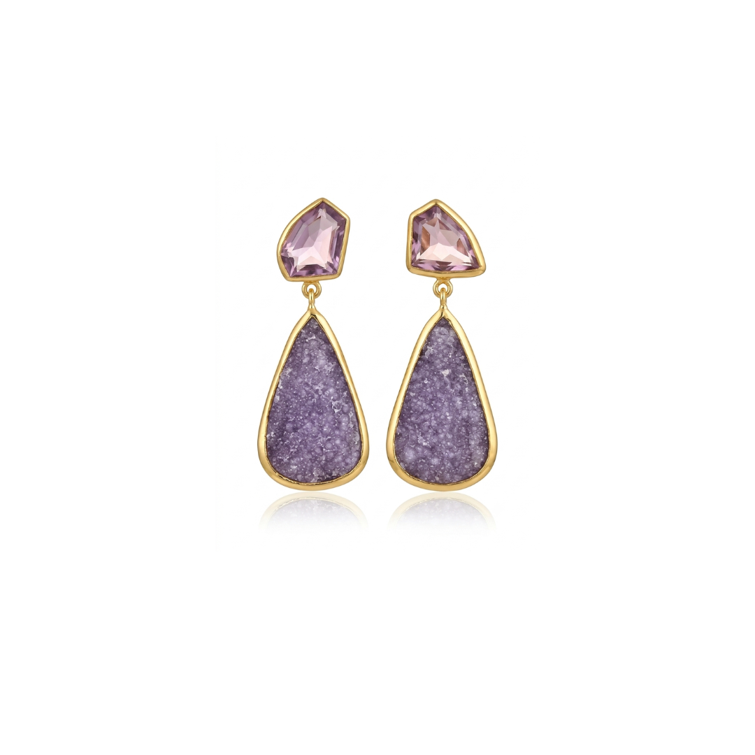 One Off | Amethyst & Grape Chalcedony | Earrings