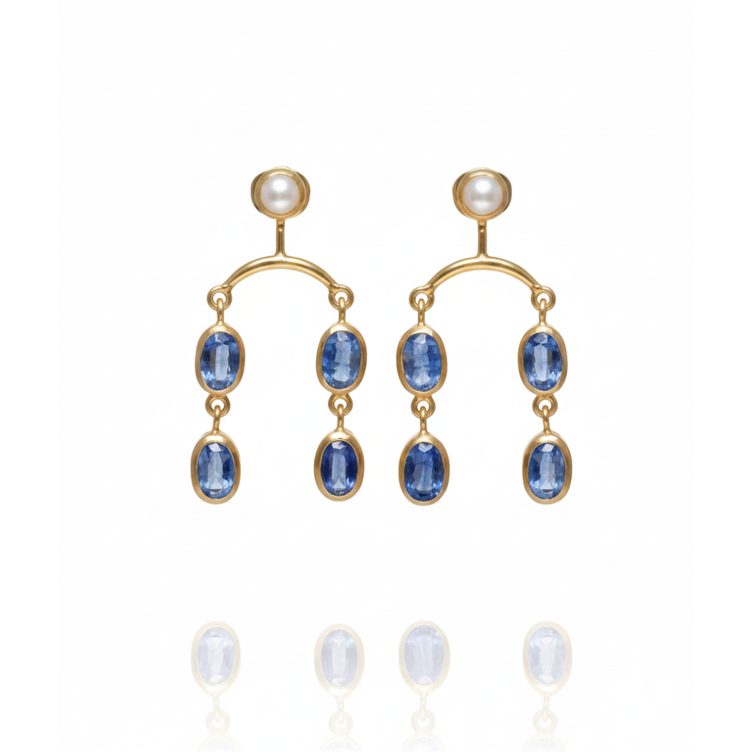 Iris | Cultured Pearl And Natural Kyanite | Earrings