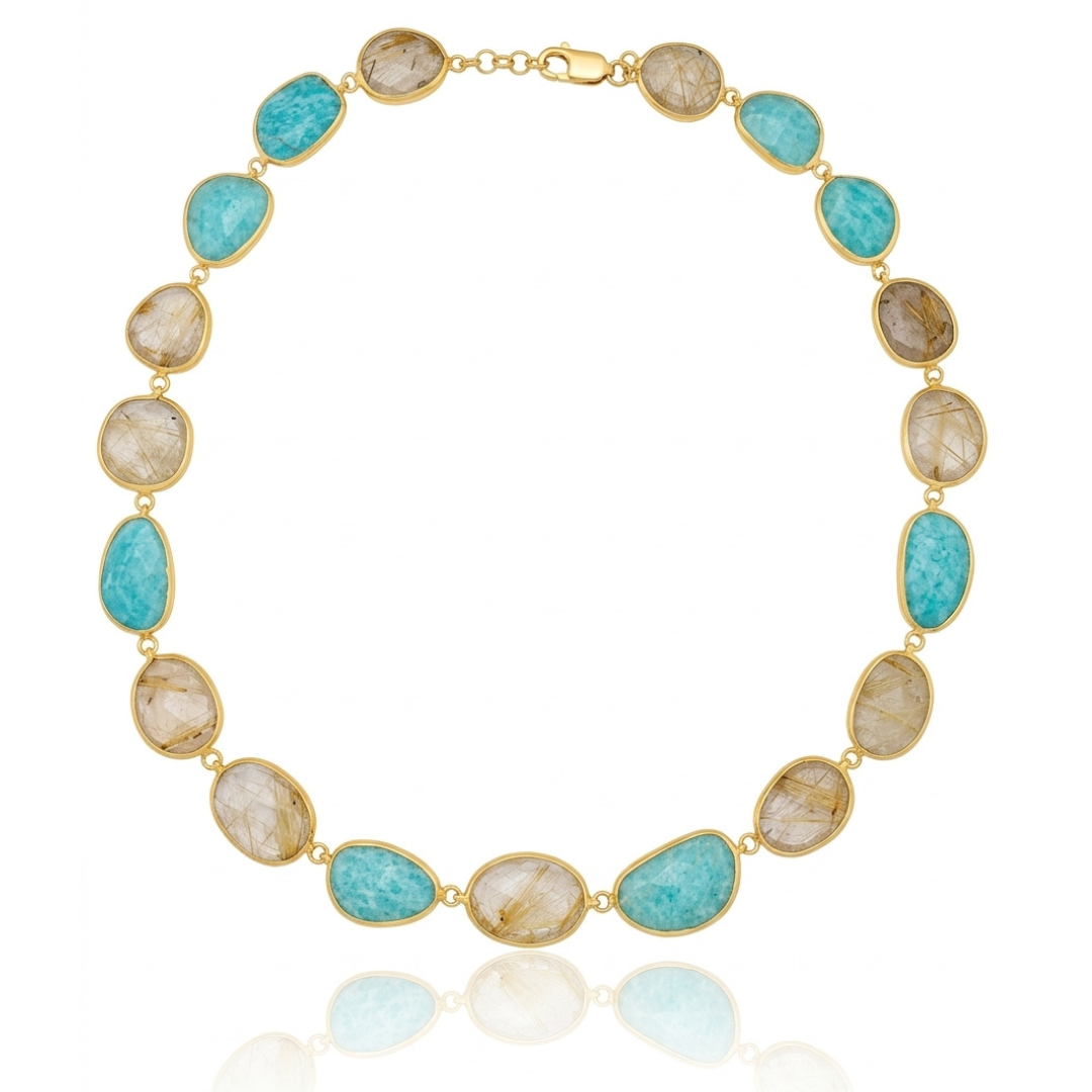 One off | Amazonite & Golden Rutile | Necklace
