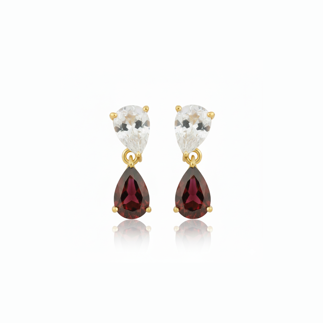 Talia | Garnet And White Topaz | Earrings