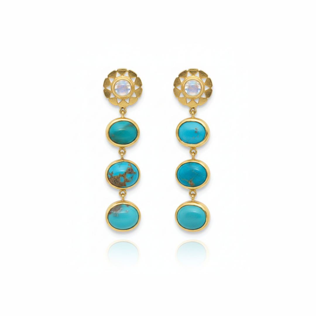 Diana | Rainbow Moonstone And Turquoise | Earrings