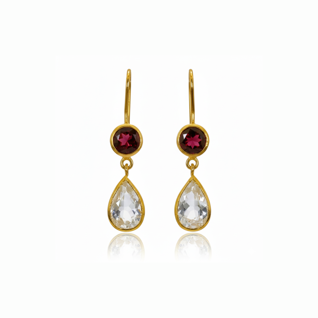 Madi | White Topaz And Garnet | Earring