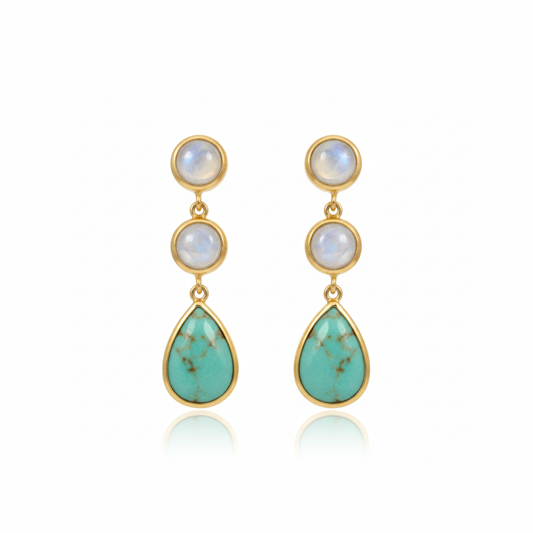 Vera | Rainbow Moonstone And Variscite | Earrings