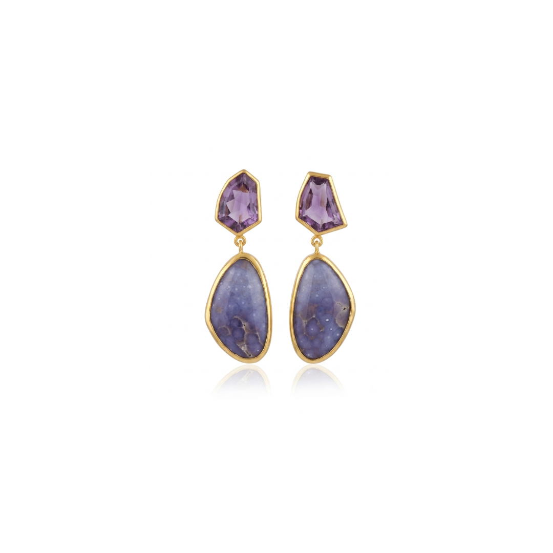 One Off | Amethyst & Grape Chalcedony | Earrings