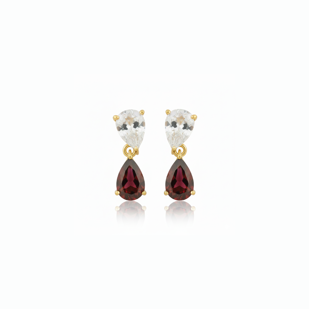 Talia | Garnet And White Topaz | Earrings