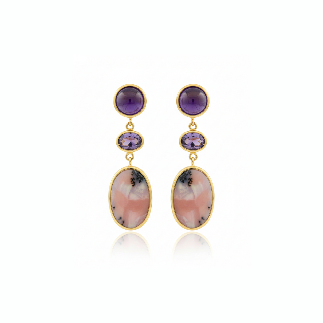 One Off | Amethyst And Pink Opal | Earring