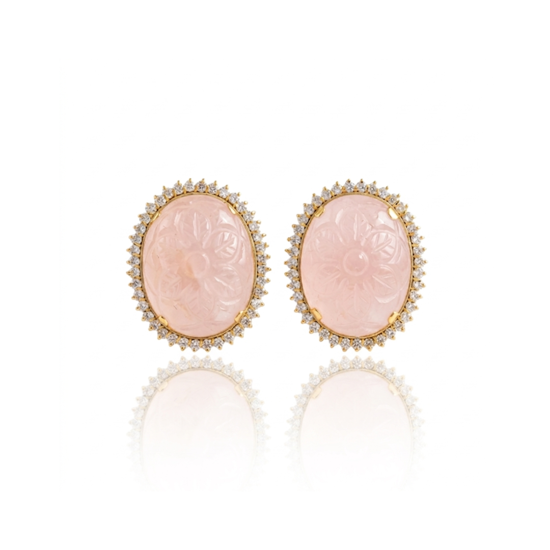 One Off | Rose Quartz & Cubic Zirconia | Earrings