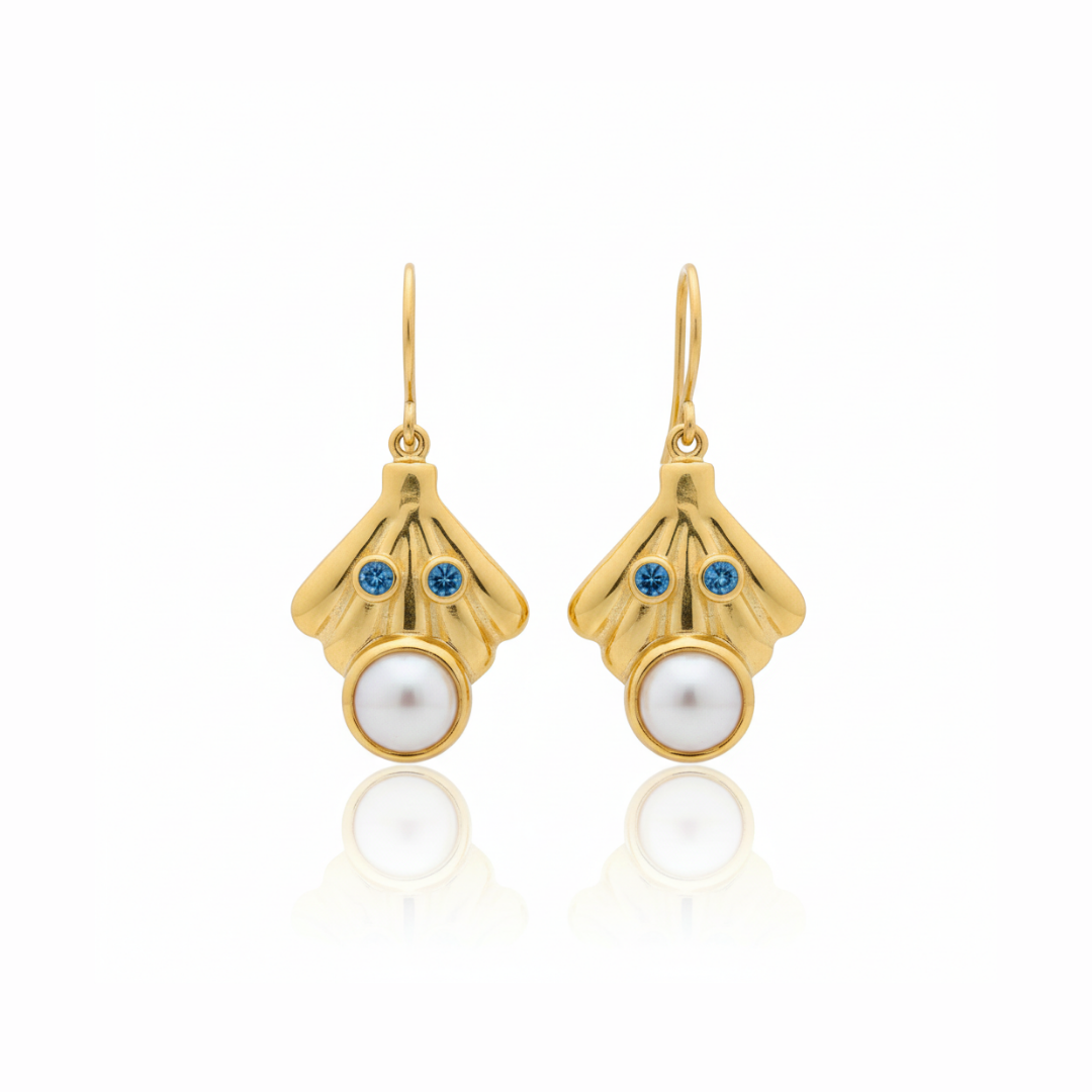 Moana | Swiss Blue Topaz And Pearl | Earring