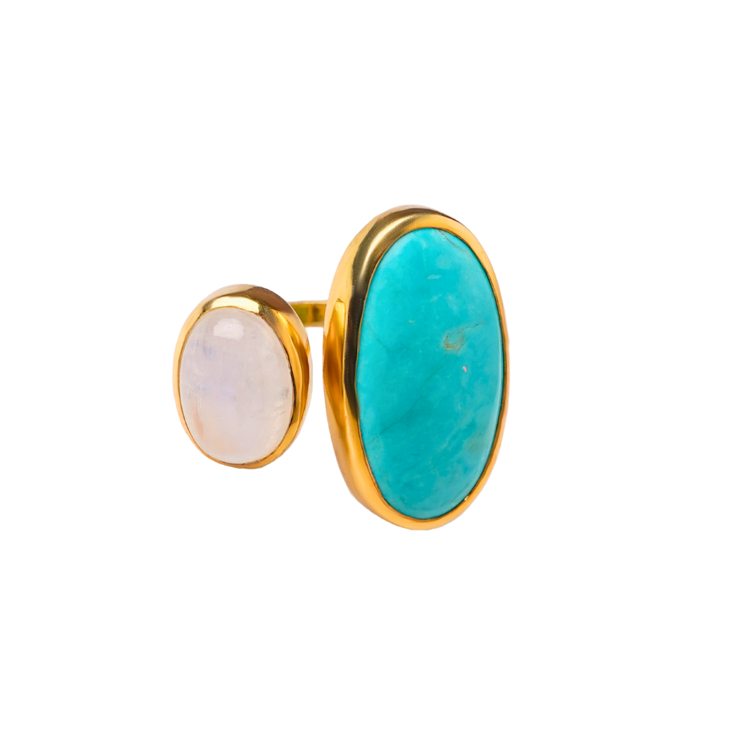 One Off | Rainbow Moonstone And Turquoise | Ring