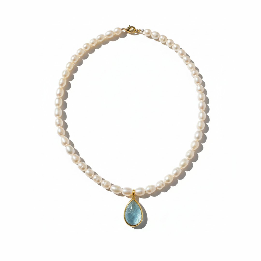 One Off | Cultured Pearl & Blue Topaz | Necklace