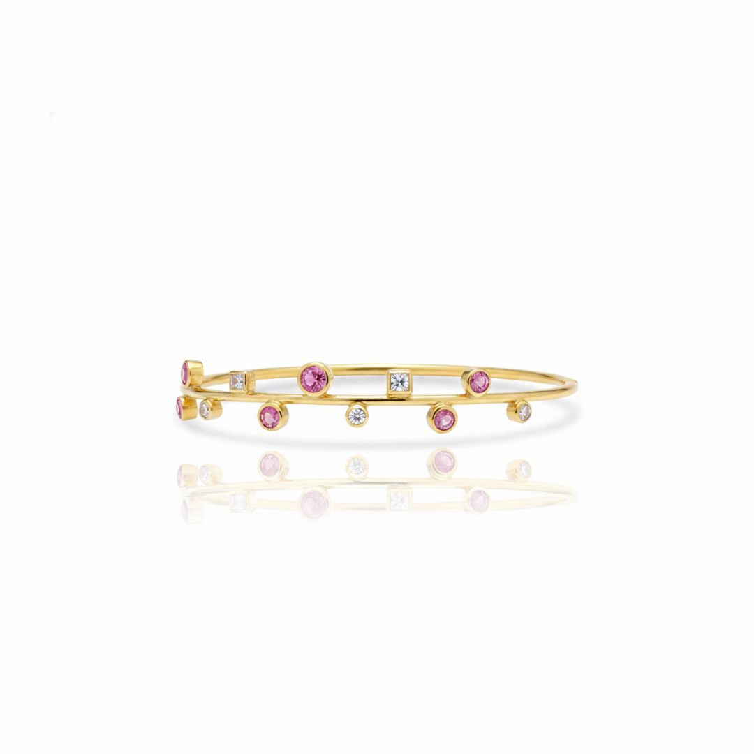 Vivian | Pink Tourmaline And White Topaz | Bangle