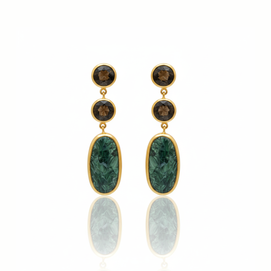 One Off | Smokey Quartz And Seraphinite | Earring