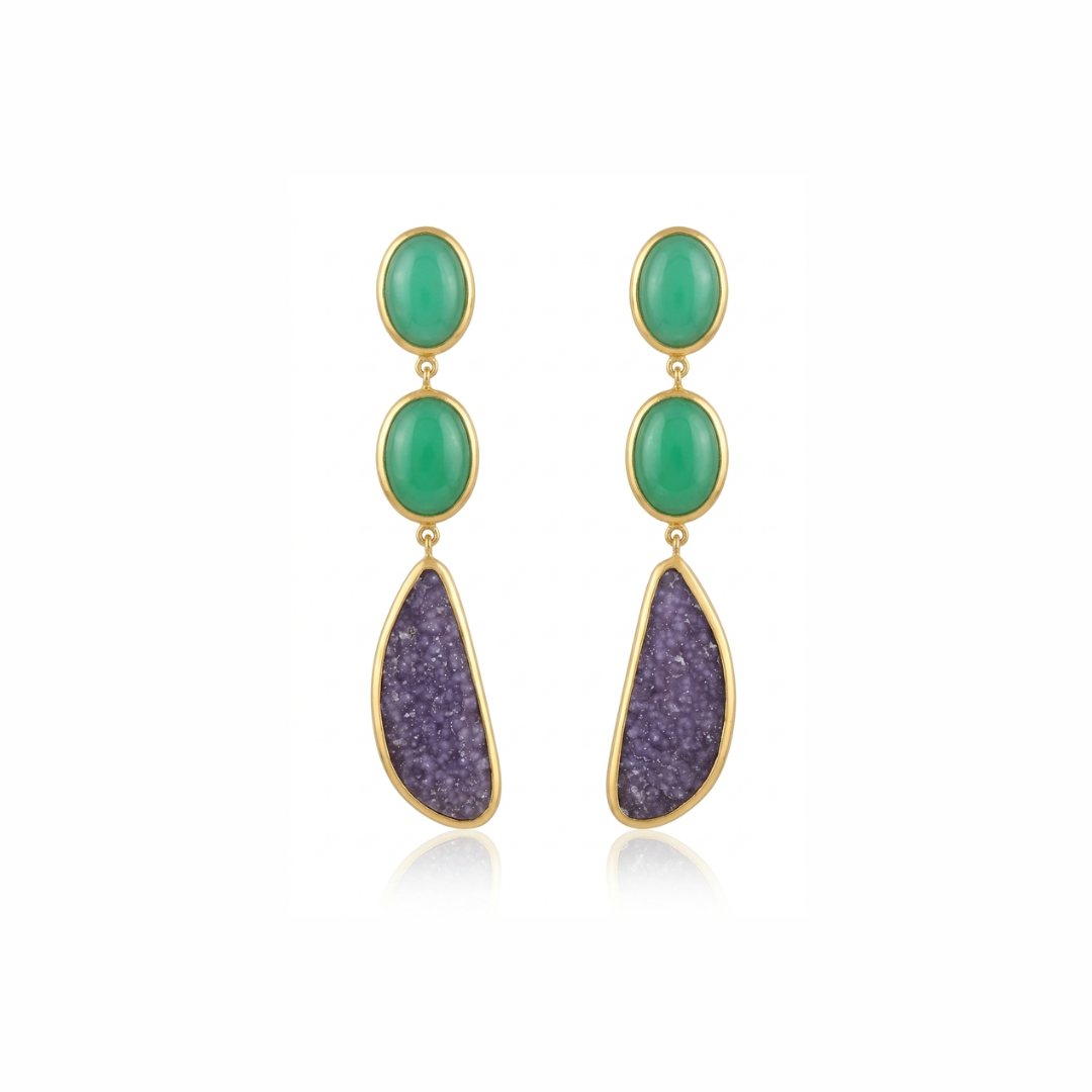 One Off | Chrysoprase & Grape Chalcedony | Earrings
