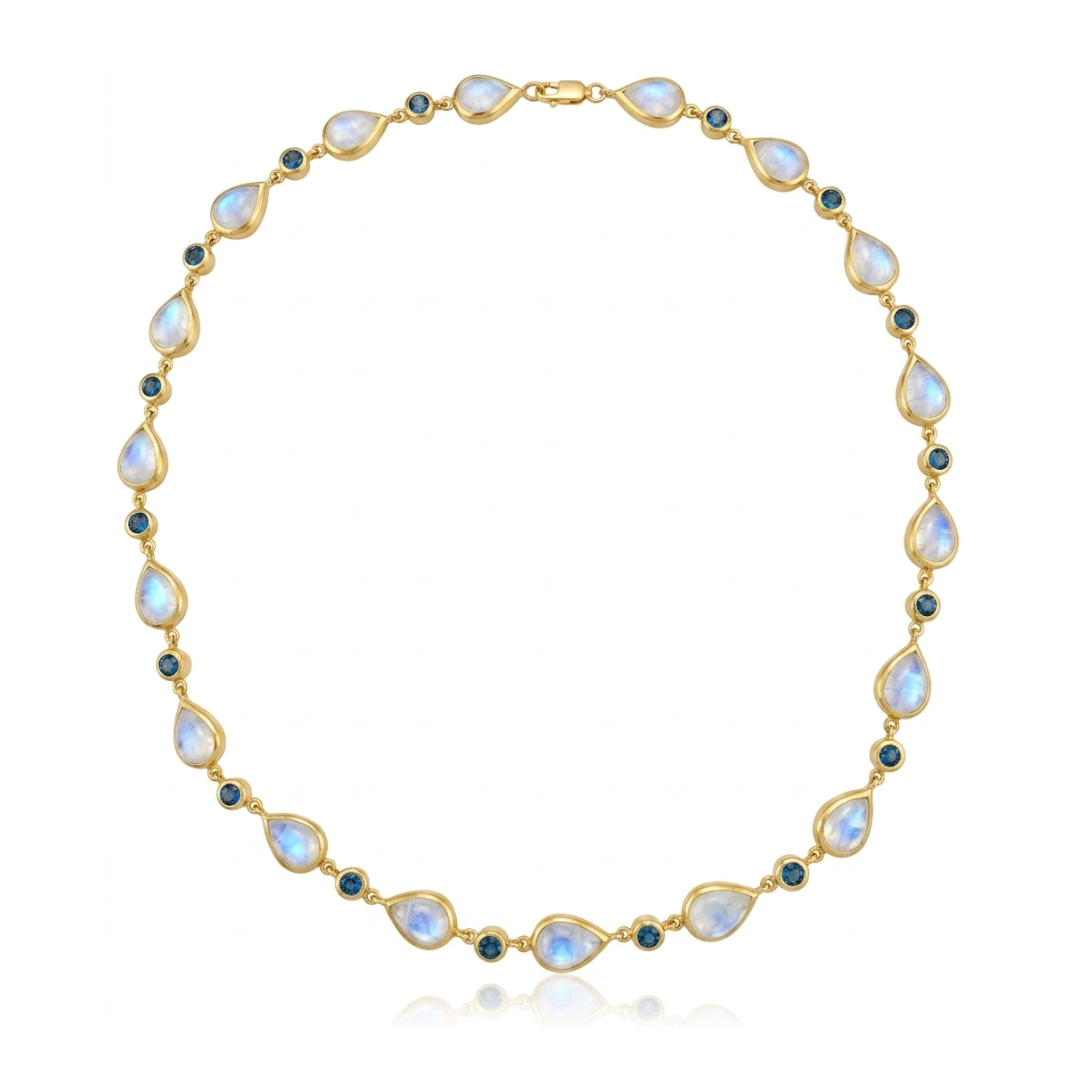 Rainbow Moonstone & Swiss Blue Topaz | Necklace
