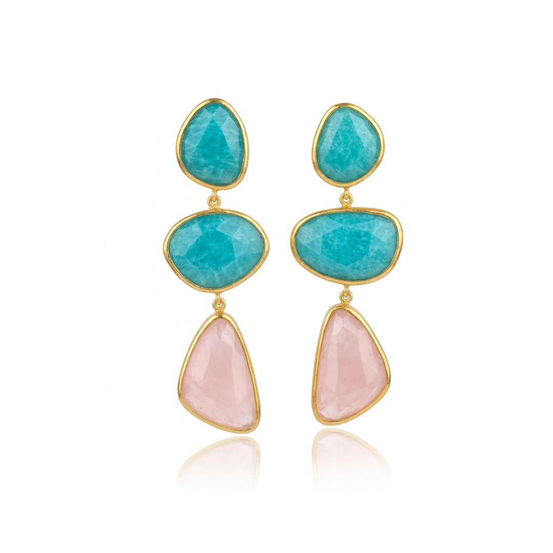 One Off | Amazonite & Rose Quartz | Earrings