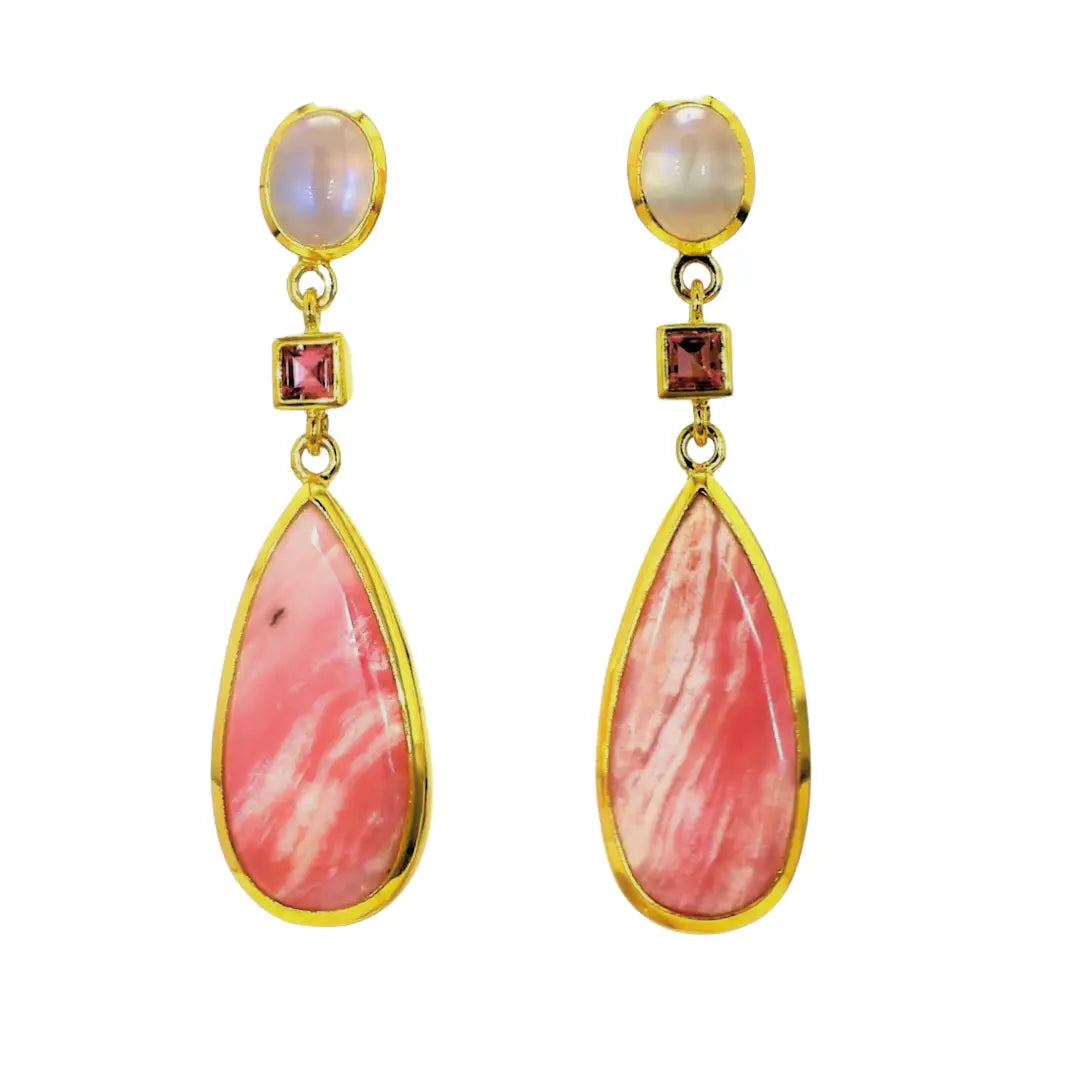 Moonstone, Tourmaline And Opal | Earring