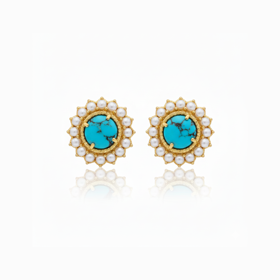 Turquoise and Cultured Pearls | Earrings
