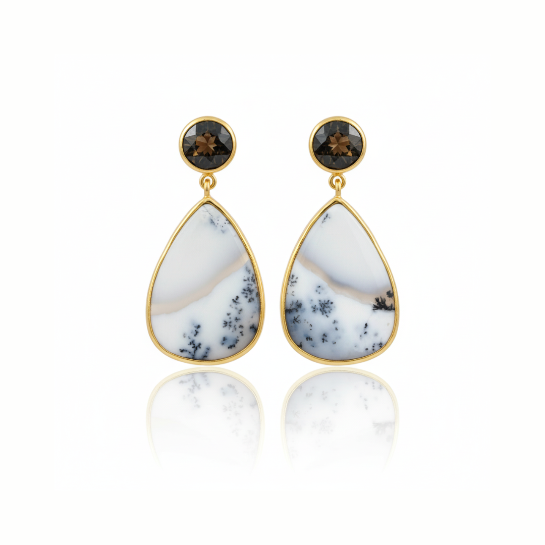 Smokey Quartz And Dendritic Agate | Earring