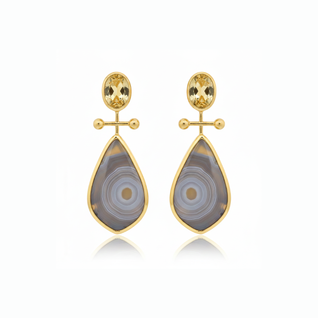 One Off | Citrine And Montana Agate | Earrings