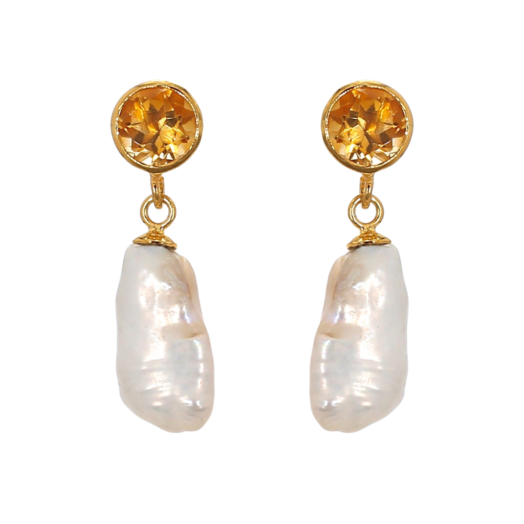 One Off | Citrine And Pearl | Earring