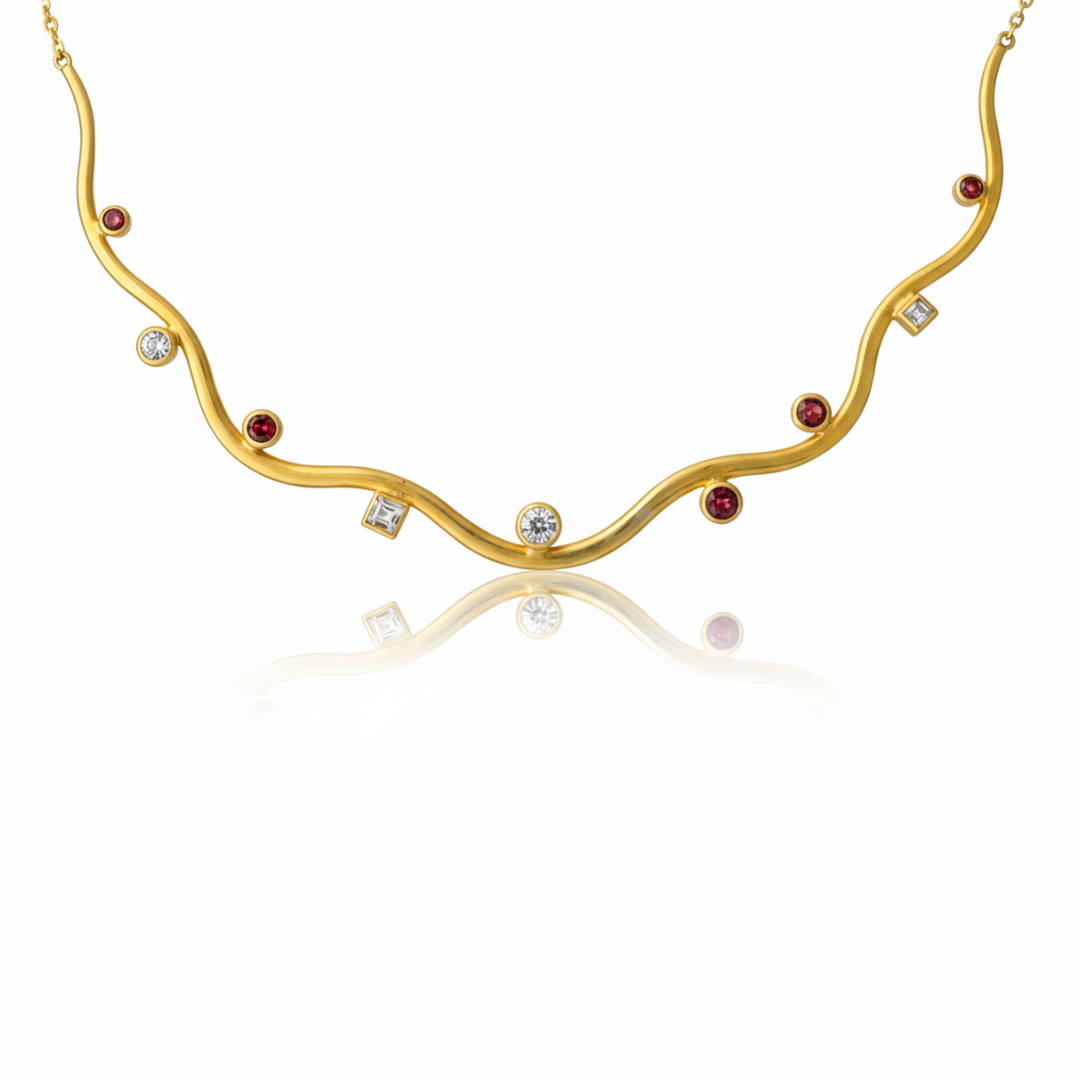 Vivian | White Topaz & Garnet | Necklace