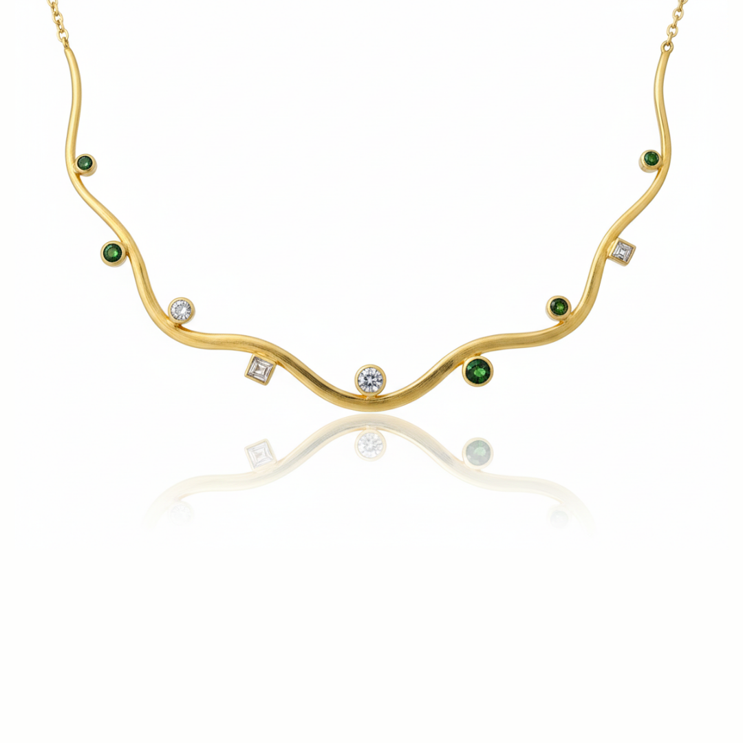 Vivian | White Topaz & Chromium Diopside | Necklace