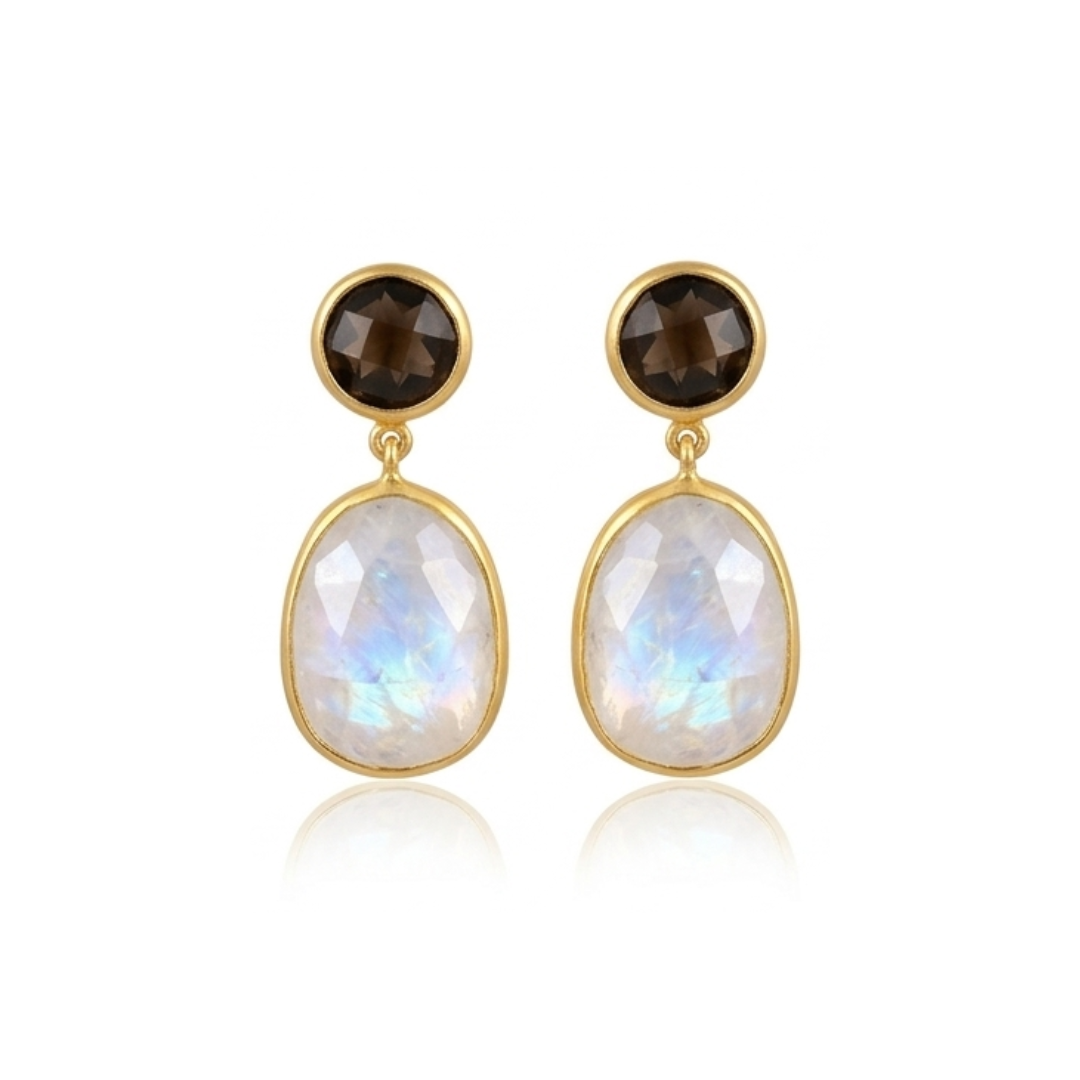 Mismatched | Smokey Quartz & Rainbow Moonstone | Earrings