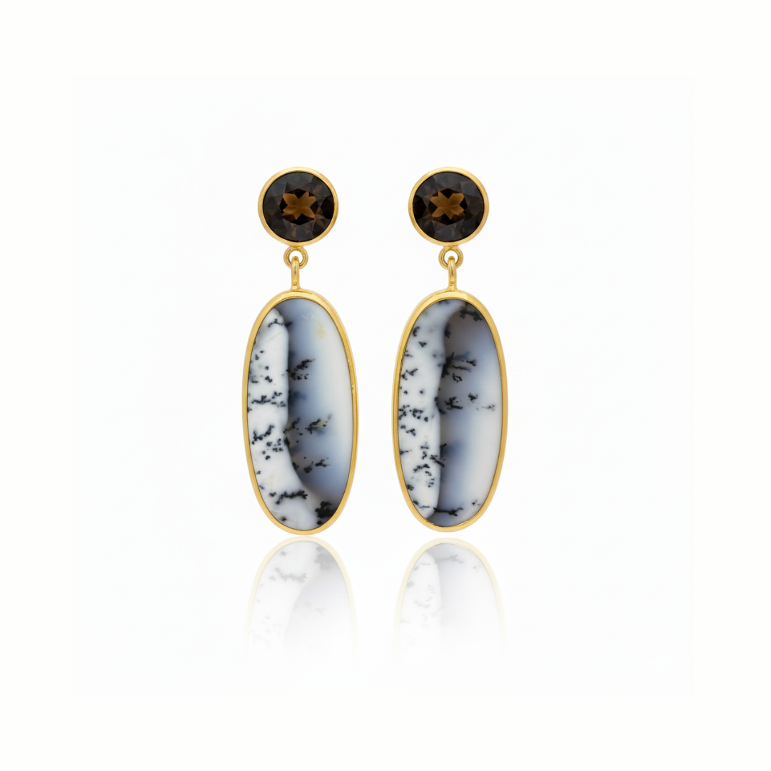 Smokey Quartz And Dendritic Agate | Earring