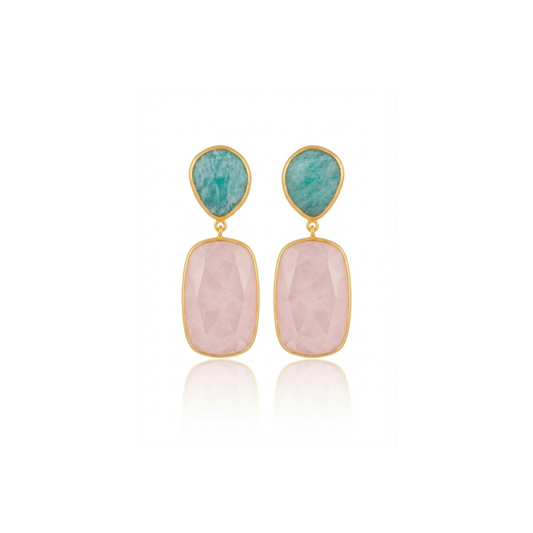 Amazonite & Rose Quartz | Earrings