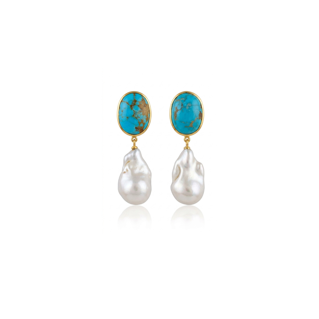 One Off | Turquoise & Cultured Pearl | Earrings