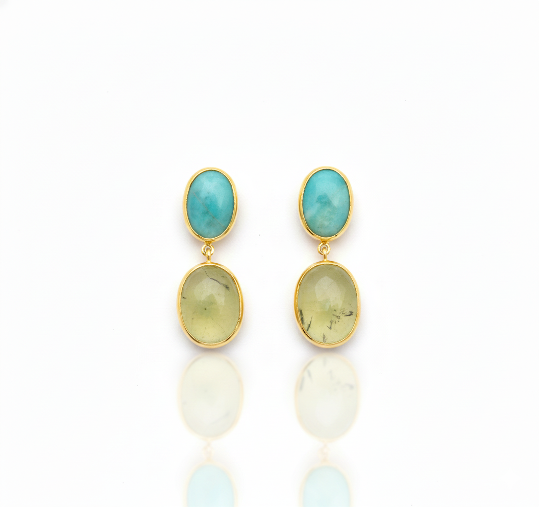 Amazonite And Prehnite | Earrings
